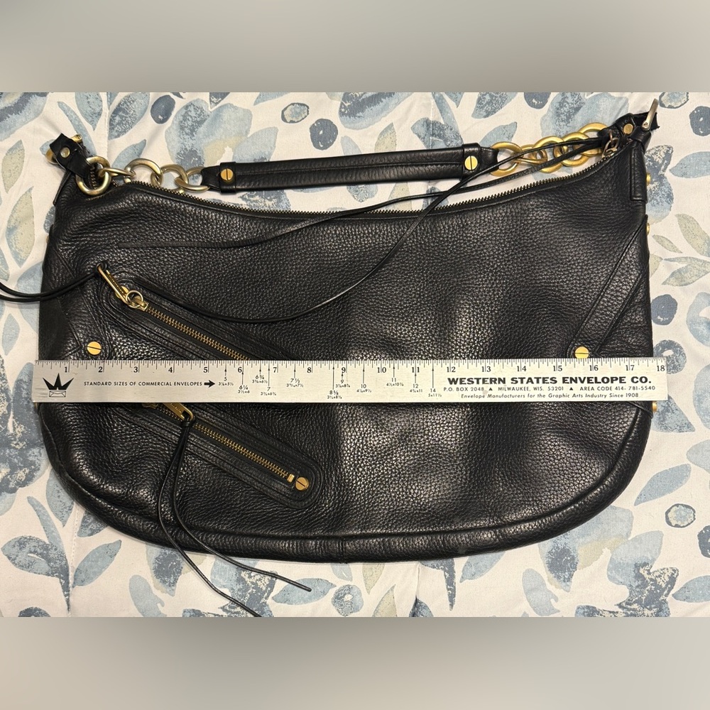 Alexis Hudson Black and Gold Hobo Bag with Textured Leather - Picture 2 of 5